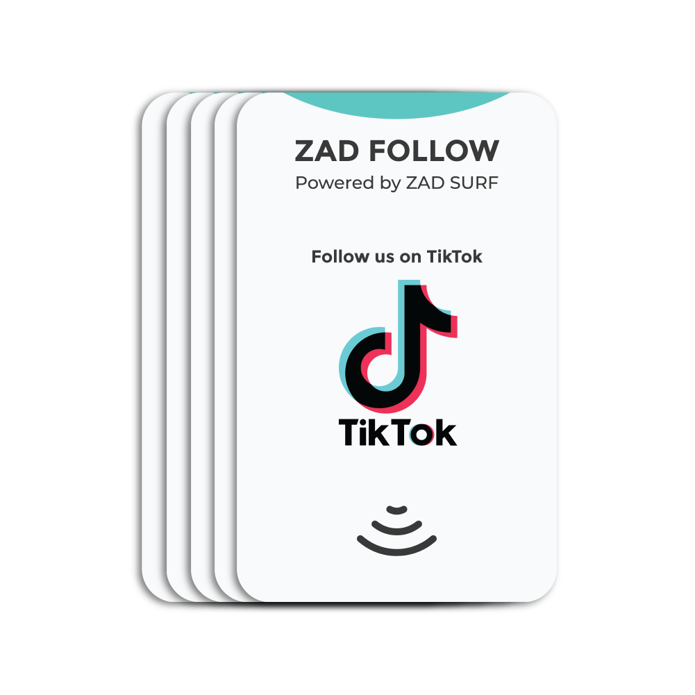 Pack of 5 Zad Follow. TikTok Follows Card – Zad Surf