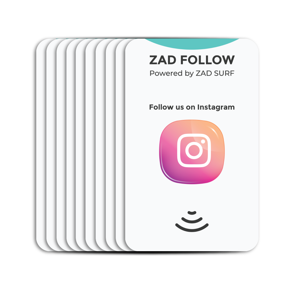 Pack of 10 Zad Follow. Instagram Follows Card