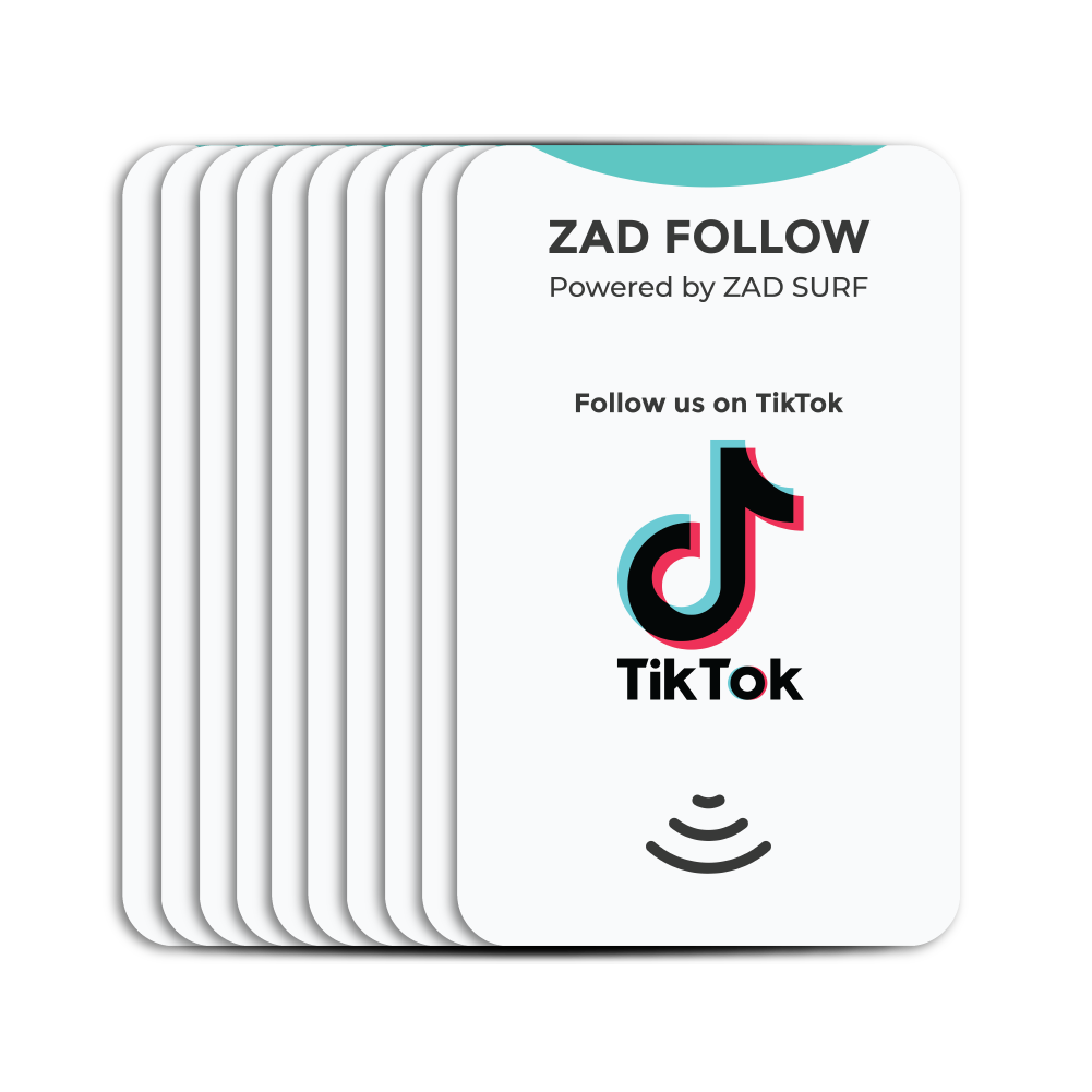 Pack of 10 Zad Follow. TikTok Follows Card