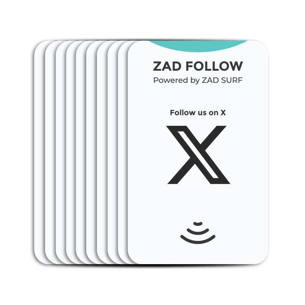 Pack of 10 Zad Follow. (X) Follows Card