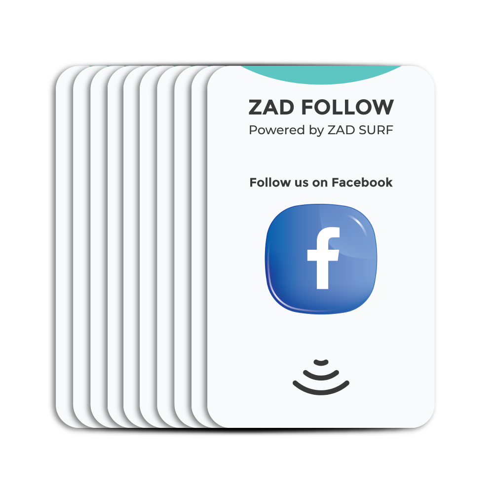 Pack of 10 Zad Follow. Facebook Follows Card