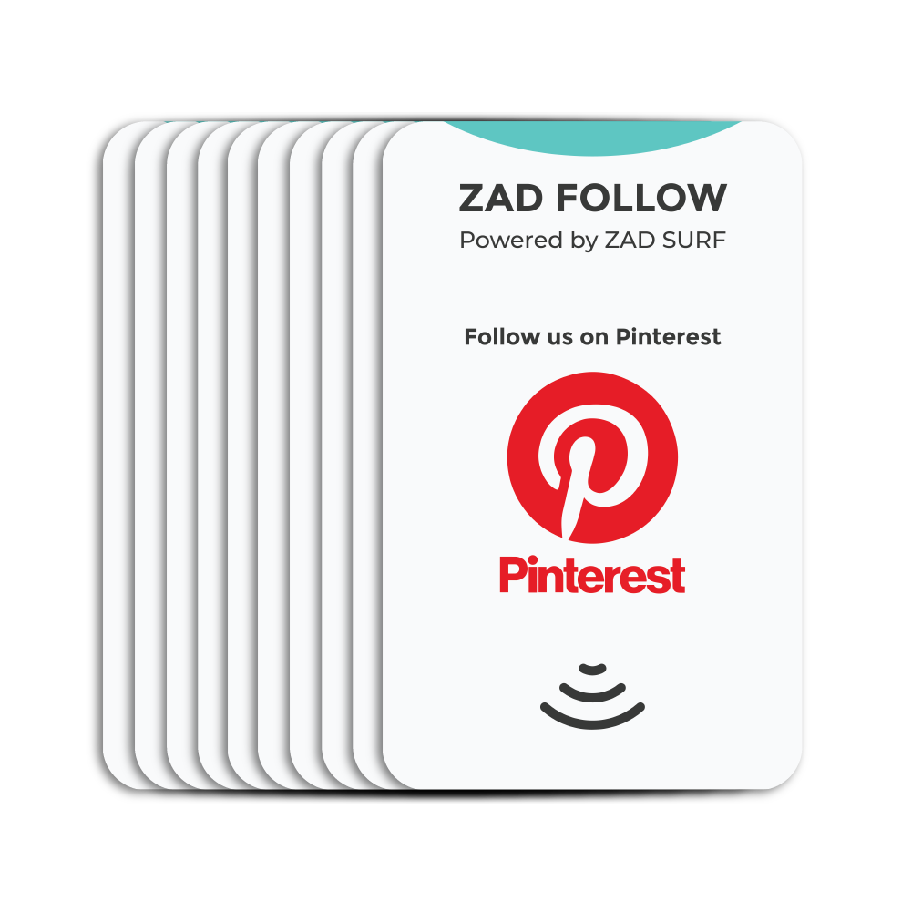 Pack of 10 Zad Follow. Pinterest Follows Card