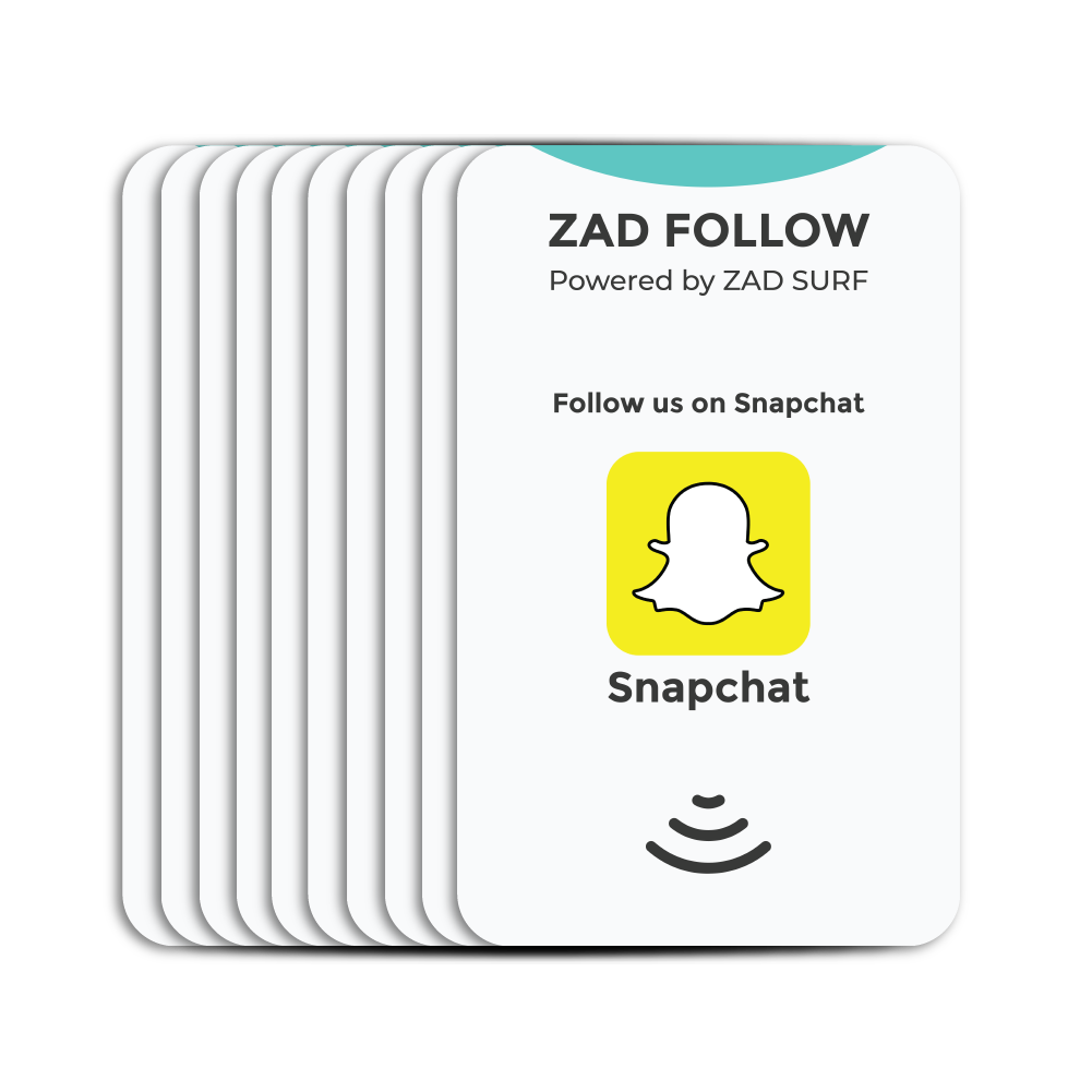 Pack of 10 Zad Follow. Snapchat Follows Card