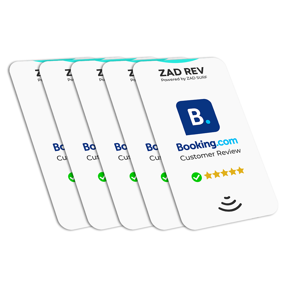 Pack of 5 Zad Rev. Booking Reviews Card