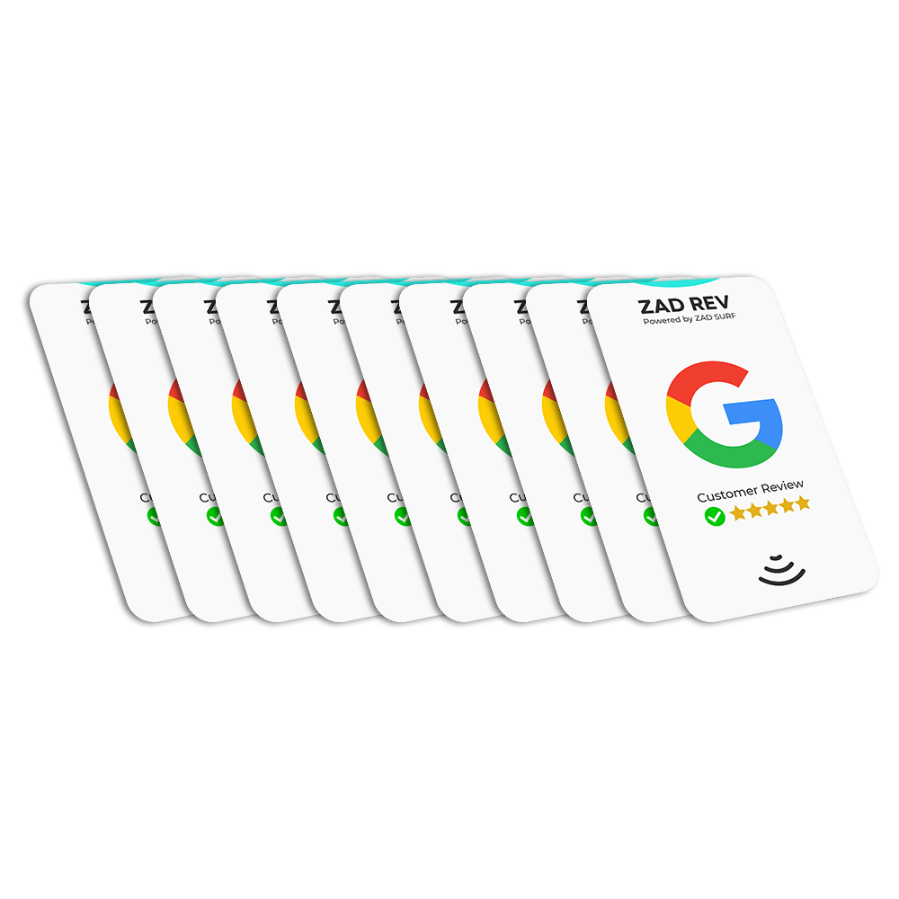 Pack of 10 Zad Rev. Google Reviews Card