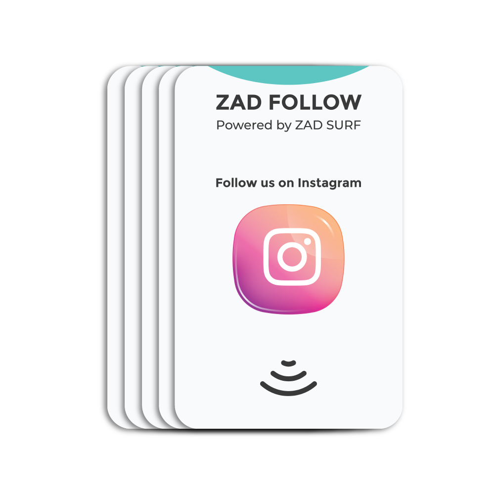 Pack of 5 Zad Follow. Instagram Follows Card