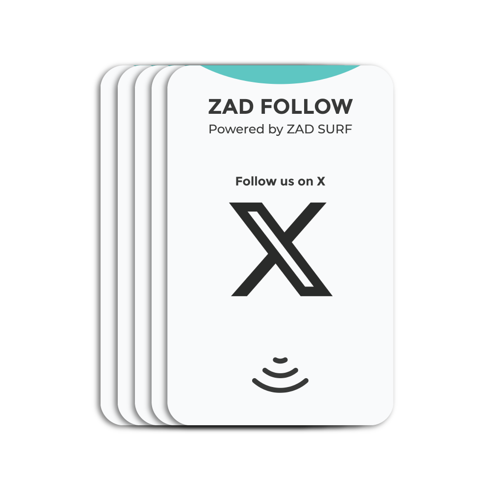 Pack of 5 Zad Follow. (X) Follows Card