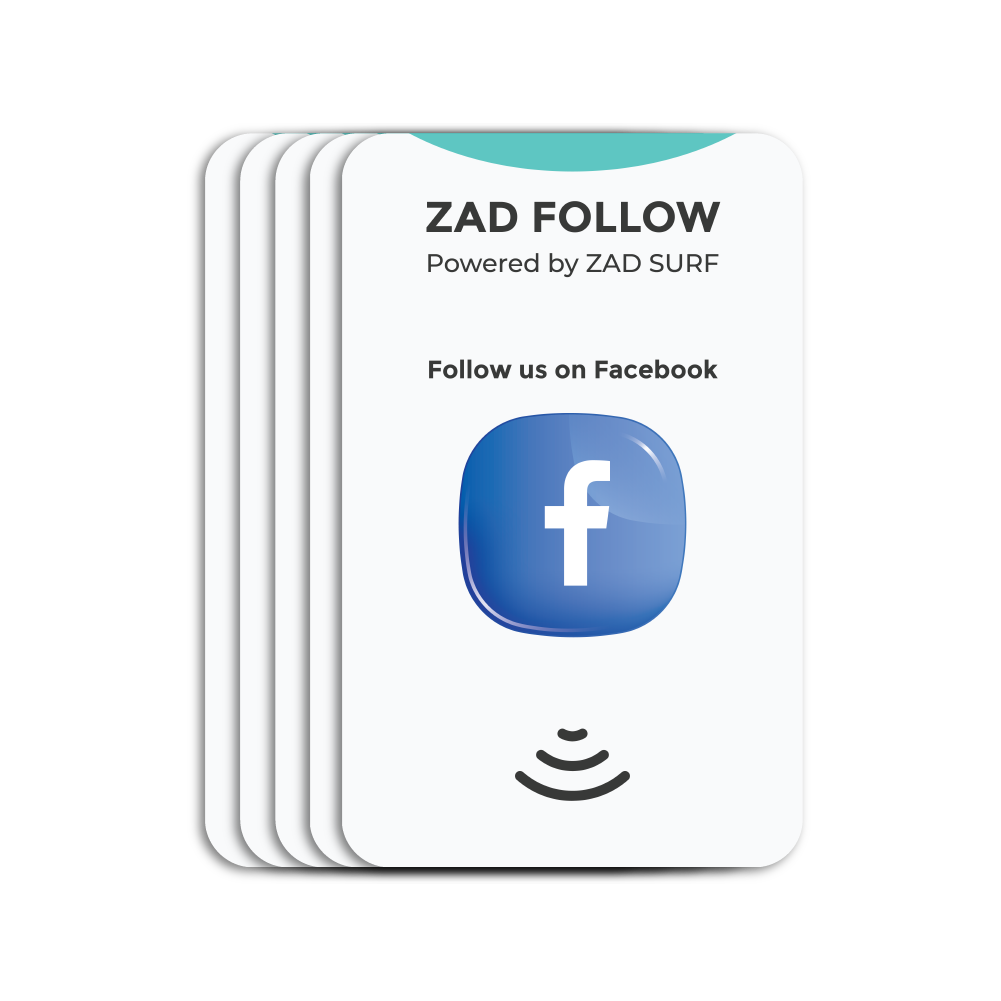 Pack of 5 Zad Follow. Facebook Follows Card