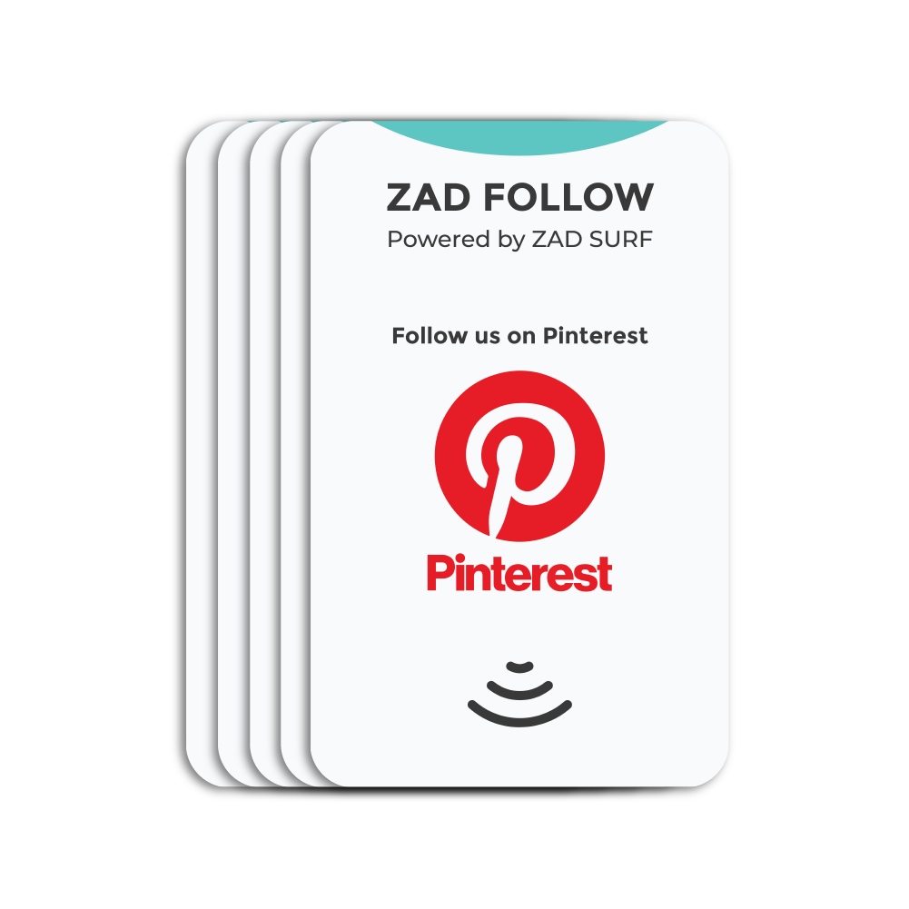 Pack of 5 Zad Follow. Pinterest Follows Card