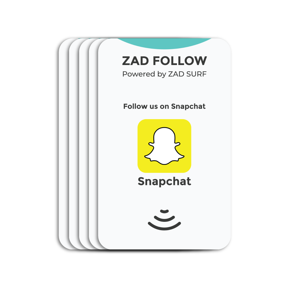 Pack of 5 Zad Follow. Snapchat Follows Card