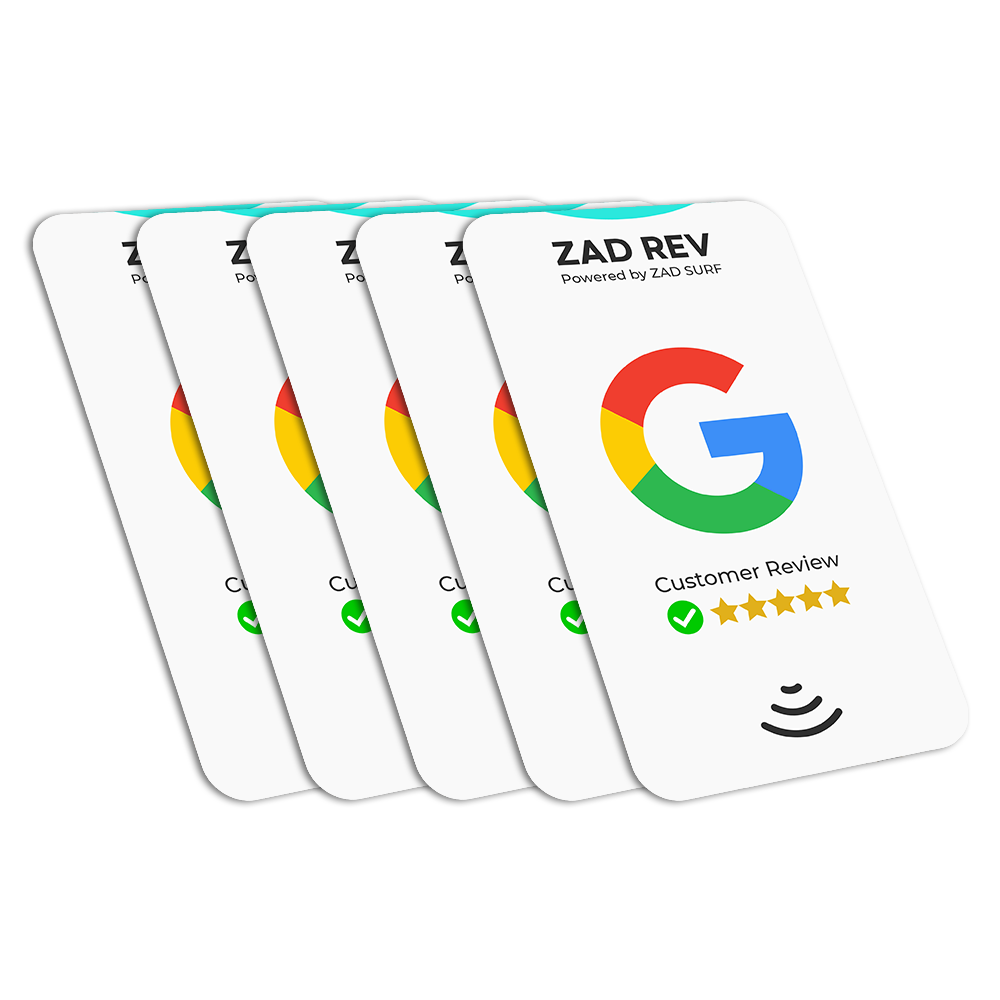 Pack of 5 Zad Rev. Google Reviews Card